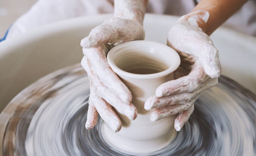 Pottery Hand and Wheel