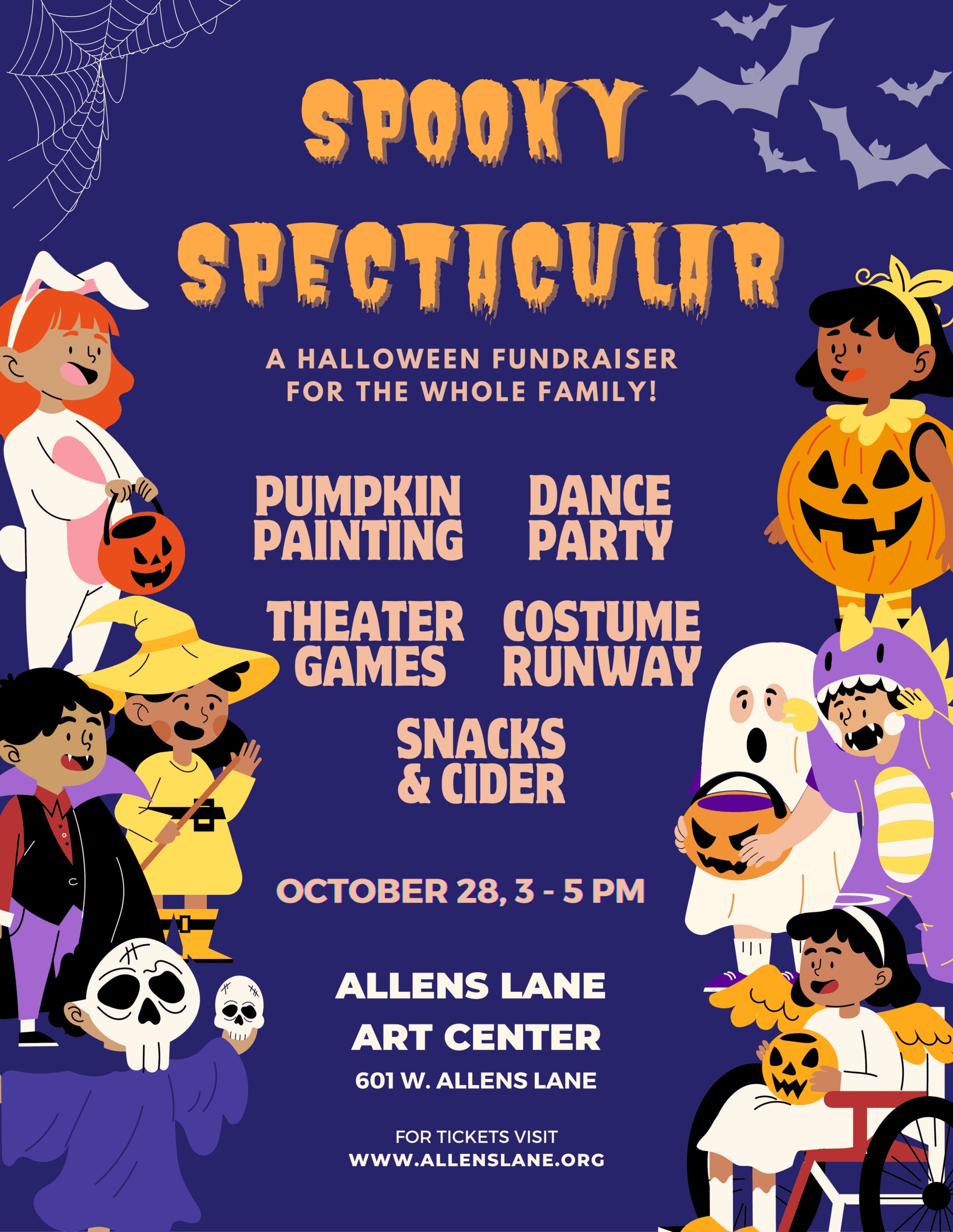 Cream Cute Illustration Halloween Costume Party Flyer (5)